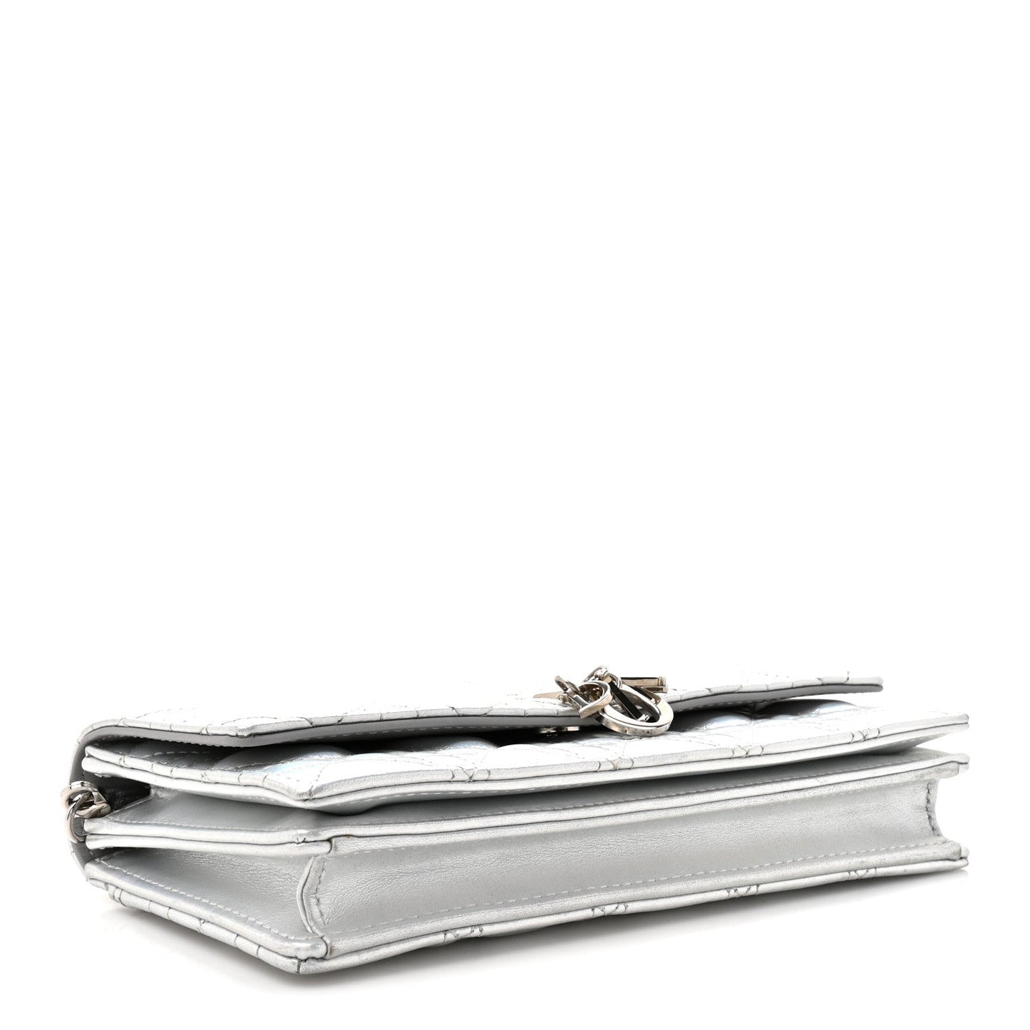 Iridescent Metallic Lambskin Cannage Mini My Dior Bag Silver