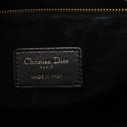 Calfskin Macro Cannage Medium Book Tote Black
