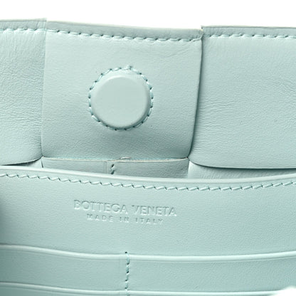 Calfskin Maxi Intrecciato Cassette Pouch On Strap Pale Blue