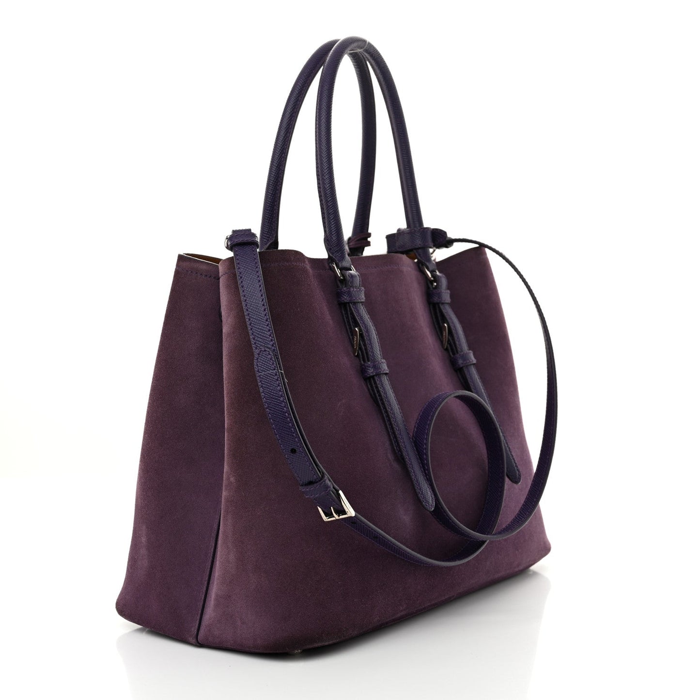 Scamosciato Suede Medium Double Handle Tote Uva Nocciolo