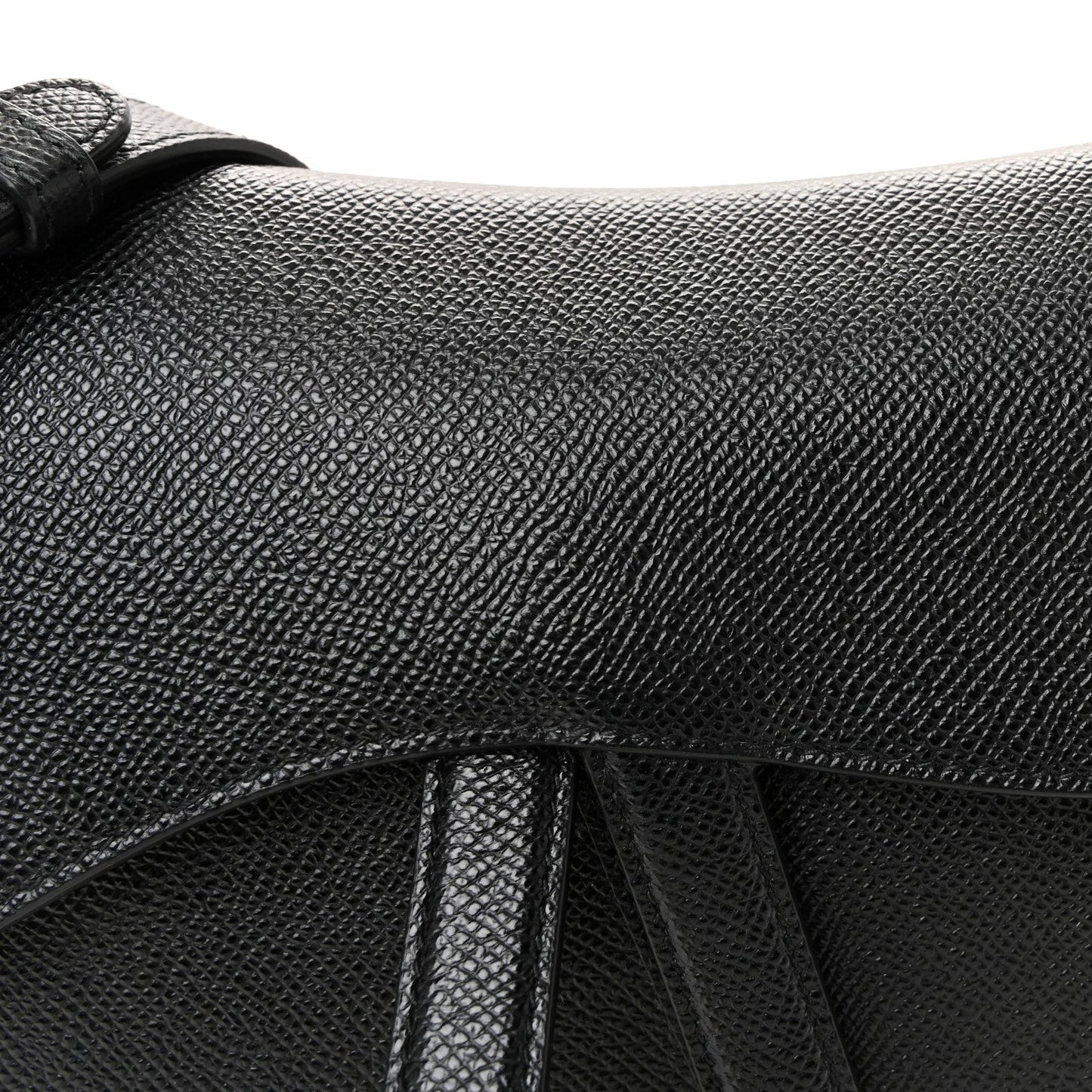Grained Calfskin Saddle Bag With Strap Black