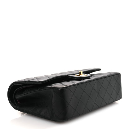Lambskin Quilted Medium Double Flap Black