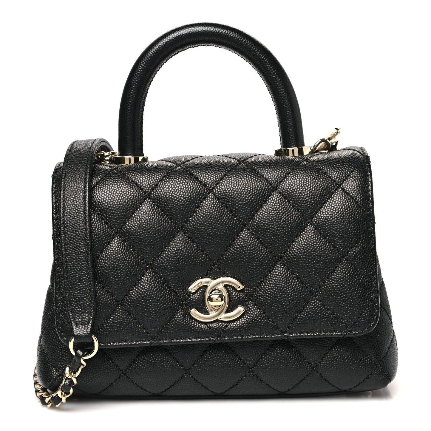 Caviar Quilted Extra Mini Coco Handle Flap Black
