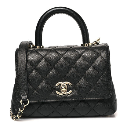 Caviar Quilted Extra Mini Coco Handle Flap Black