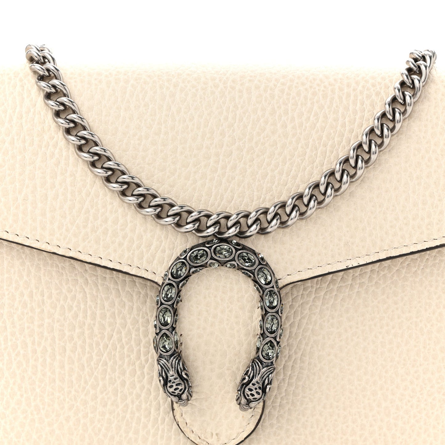 Dollar Calfskin Mini Dionysus Chain Wallet Mystic White