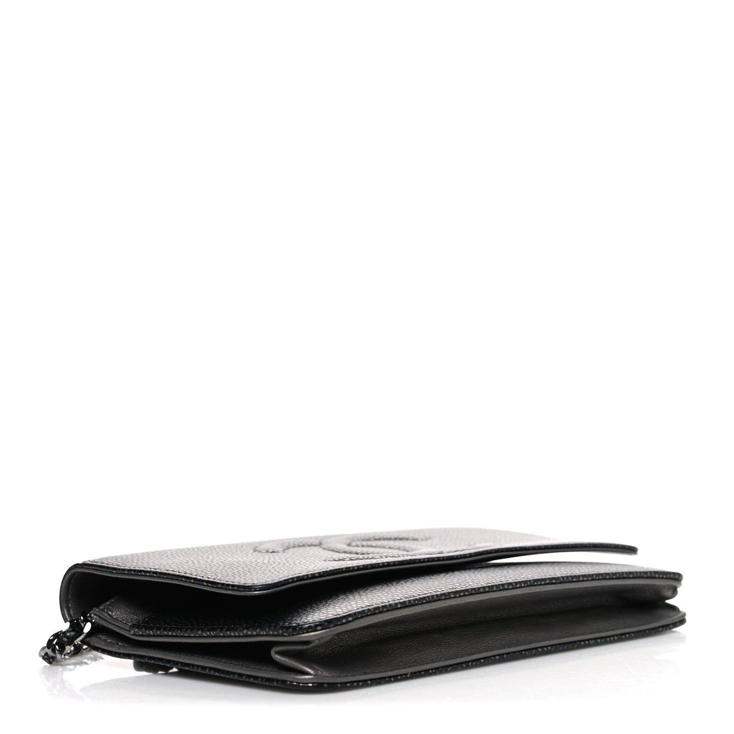 Metallic Caviar Timeless CC Wallet On Chain WOC Grey