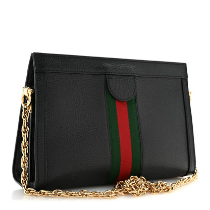 Calfskin GG Web Small Ophidia Chain Shoulder Bag Black