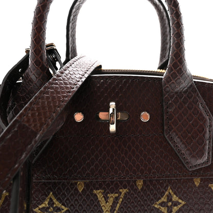 Snakeskin Monogram City Steamer Mini Brown