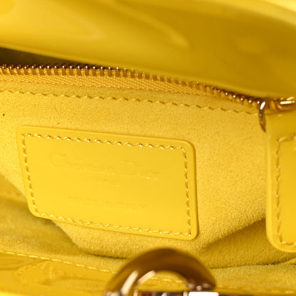 Patent Cannage Mini Lady Dior Yellow