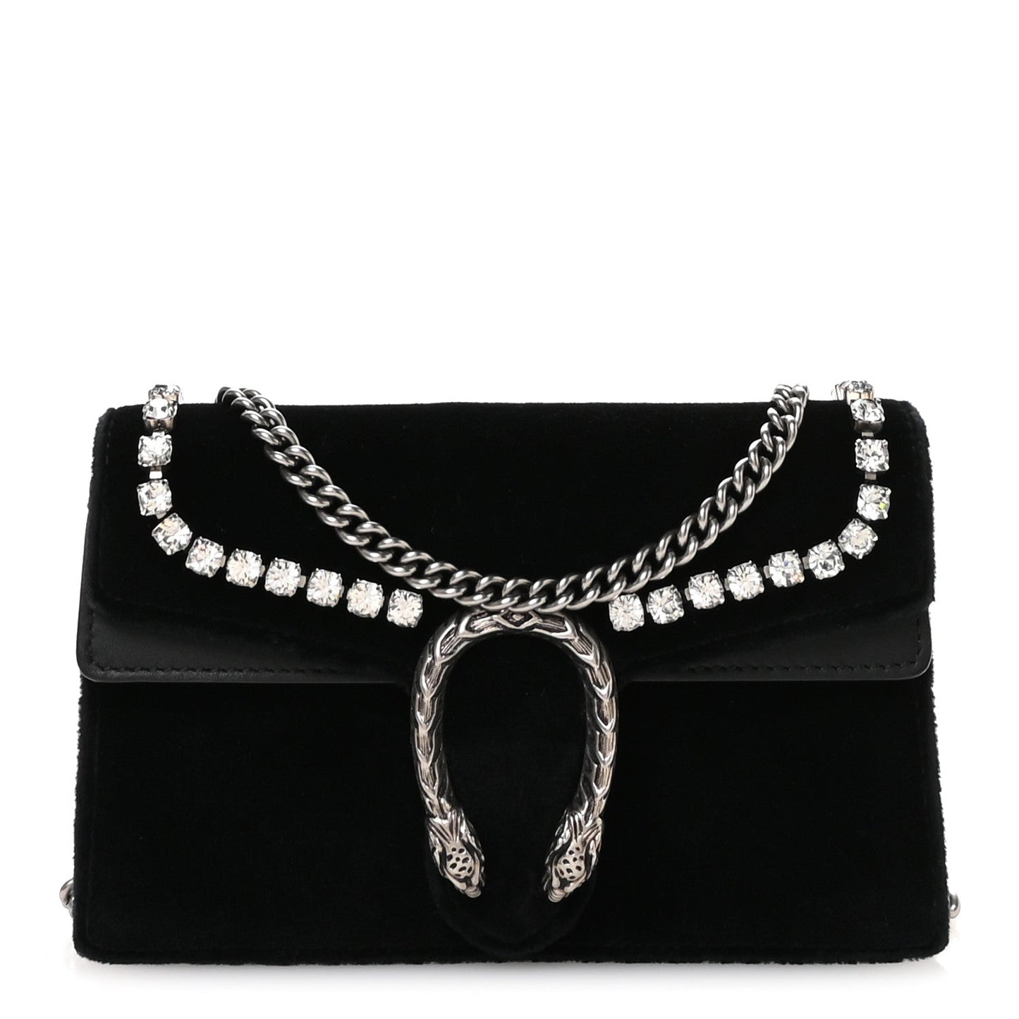 Velvet Crystal Super Mini Dionysus Shoulder Bag Black