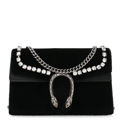 Velvet Crystal Super Mini Dionysus Shoulder Bag Black