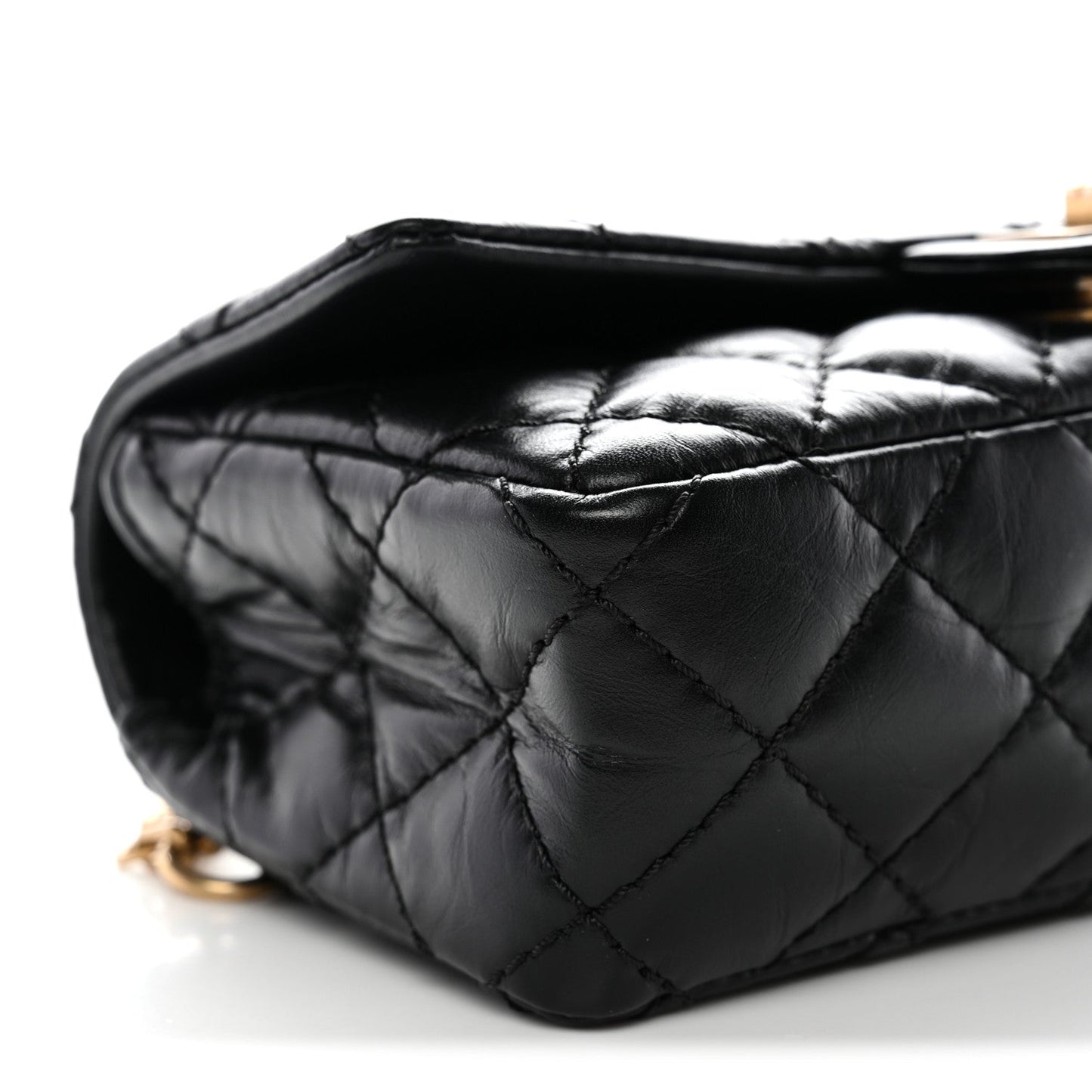 Aged Calfskin Quilted 2.55 Reissue Chain Waist Bag Black