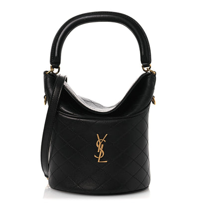 Lambskin Gabby Mini Bucket Bag Black