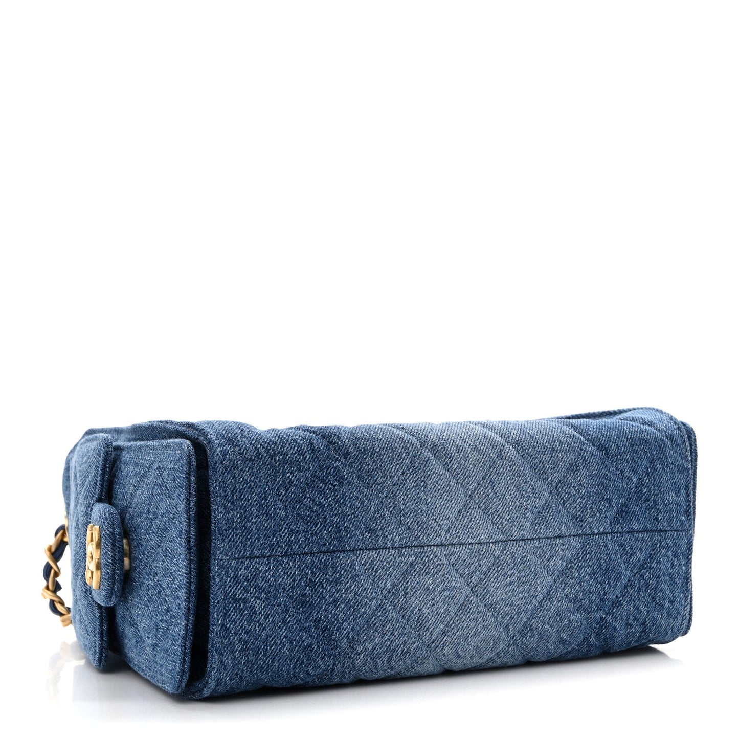 Washed Denim Quilted Mini Chanel 25 Handbag Blue