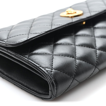 Lambskin Quilted Medusa Wallet On Chain Crossbody Black