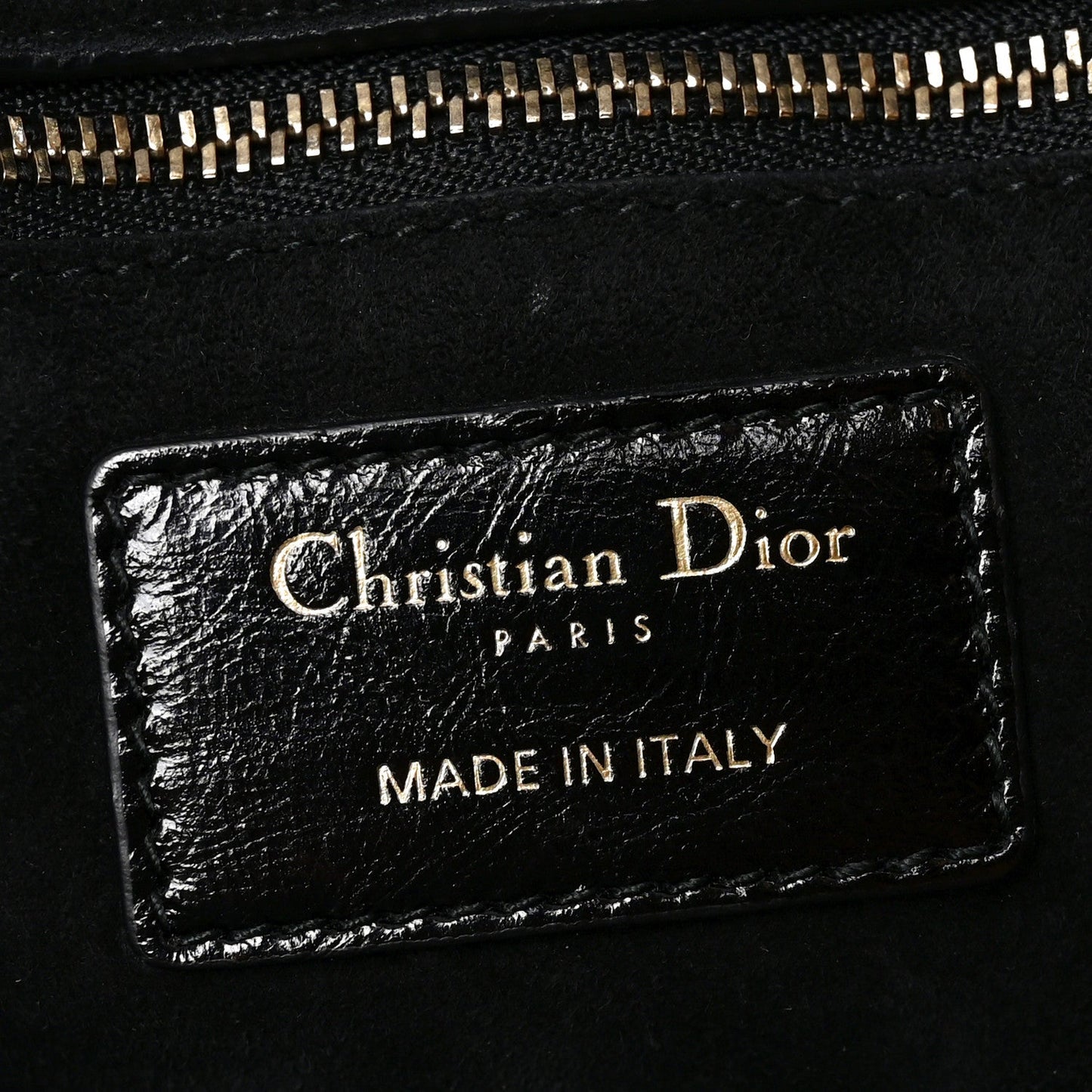 Crinkled Patent Cannage Large Lady Dior Black