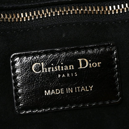 Crinkled Patent Cannage Large Lady Dior Black