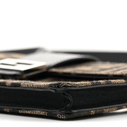 Recycled Fabric Jacquard Vitello Grace FF 1974 Baguette Belt Pouch Tobacco Moro Black