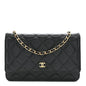 Caviar Quilted Wallet on Chain WOC Black