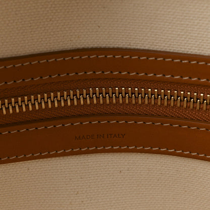 Canvas Calfskin Horizontal Cabas Natural Tan