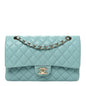 Caviar Quilted Medium Double Flap Light Blue