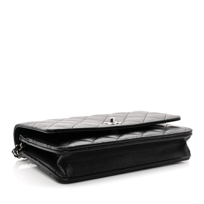 Caviar Quilted CC Turnlock Wallet On Chain WOC Black