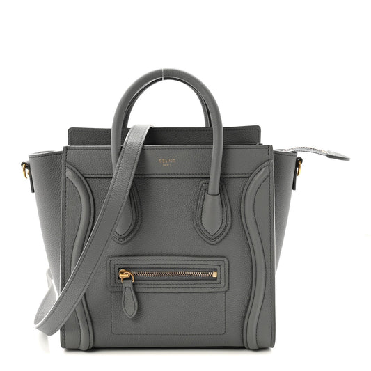 Baby Drummed Calfskin Nano Luggage Kohl