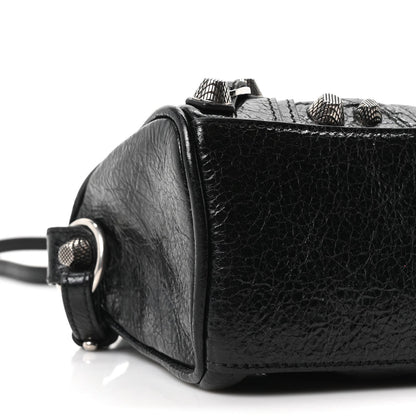 Agneau Arena Crystal Neo Nano Cagole Handbag Black