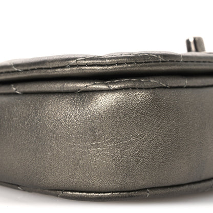 Metallic Calfskin Quilted Mini Coco Mail Clutch Ruthenium