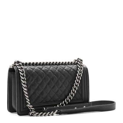 Caviar Quilted Medium Boy Flap Charcoal