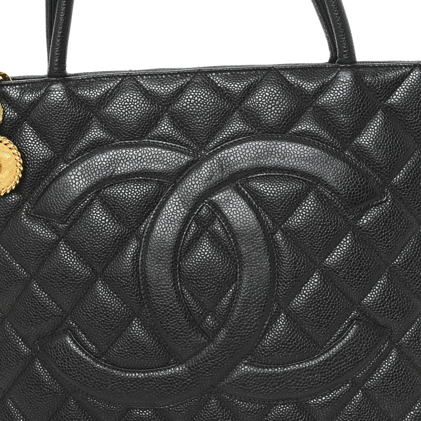 Caviar Quilted Medallion Tote Black