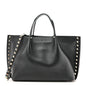 Pebbled Calfskin Small Rockstud Crossbody Tote Black
