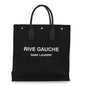 Linen Calfskin Rive Gauche North South Tote Black