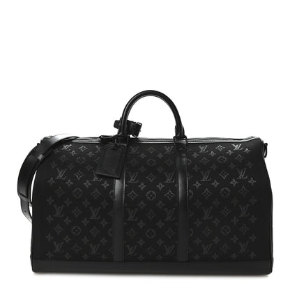 Jacquard Monogram Light Up Keepall Bandouliere 50  Black