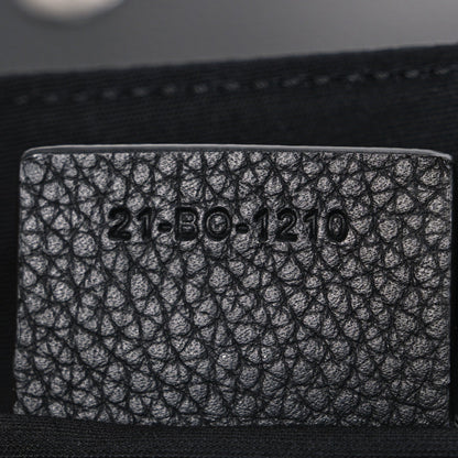 Grained Calfskin Saddle Messenger Bag Black