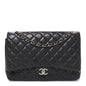Lambskin Quilted Maxi Double Flap Dark Grey