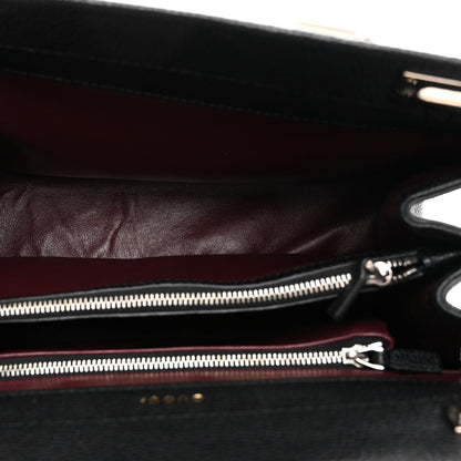 Grainy Calfskin Small Zumi Top Handle Bag Black