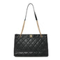 Caviar Quilted Shopping Tote Black