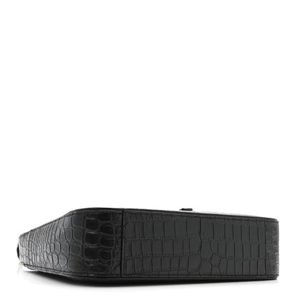 Calfskin Crocodile Embossed Le 5 A 7 Hobo Black
