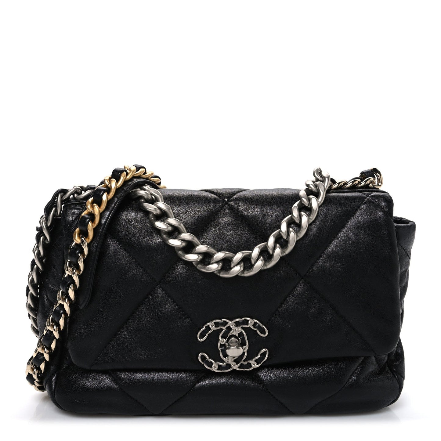 Lambskin Quilted Medium Chanel 19 Flap Black