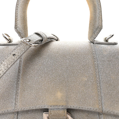 Glitter Fabric Hourglass Top Handle Bag XS Grey