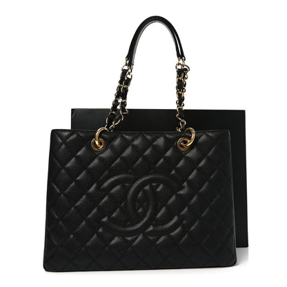 Caviar Quilted Grand Shopping Tote GST Black