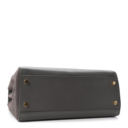 Calfskin Crocodile Embossed Medium Moujik Top Handle Bag Fog