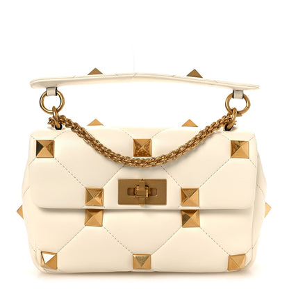 Nappa Medium Roman Stud Shoulder Bag Ivory