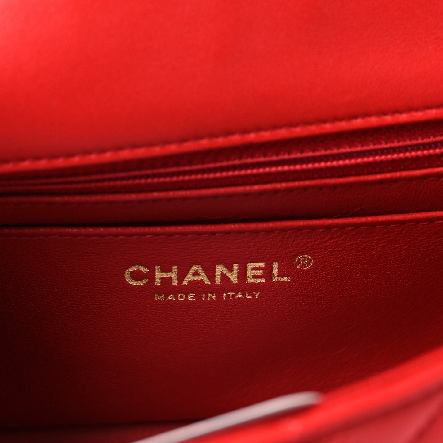 Lambskin Quilted Mini Rectangular Flap Red