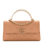 Caviar Quilted Chain Match Top Handle Phone Holder With Chain Beige