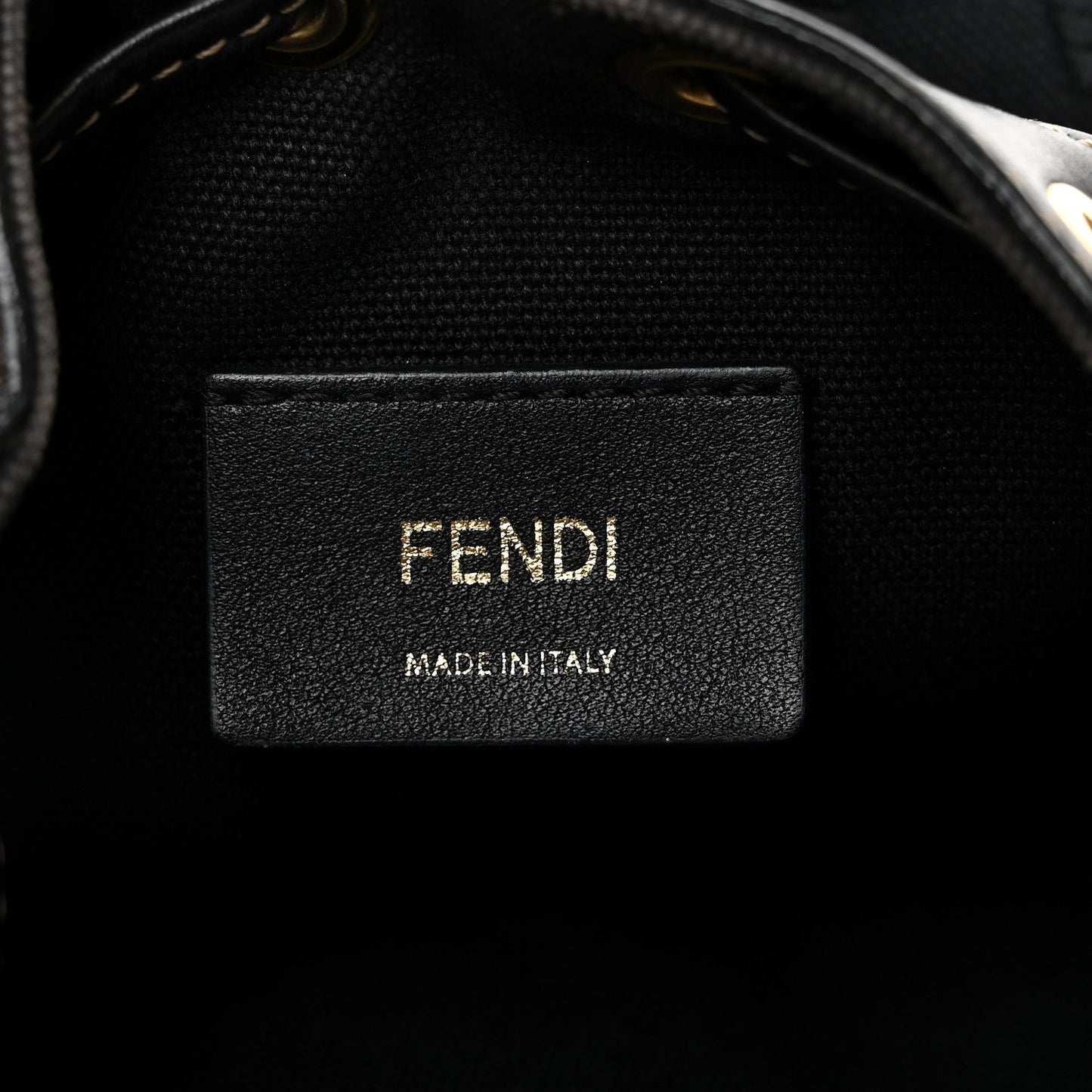 Canvas Vitello King F is Fendi FF Embroidered Mini Mon Tresor Bucket Bag Black