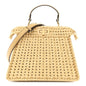 Raffia Embroidered Vitello King Shiny Nappa Intreccio Small Peekaboo I SEE U Satchel Sahara