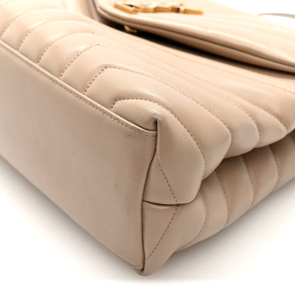 Calfskin Y Quilted Monogram Medium Loulou Chain Satchel Dark Beige