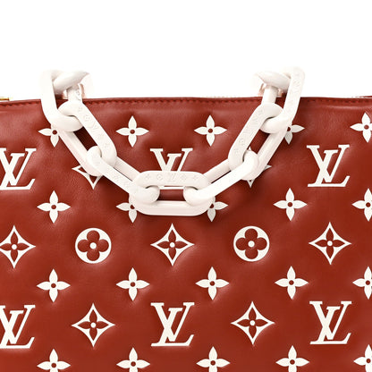 Lambskin Embossed Monogram Coussin PM Terracotta Brown